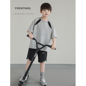 YOEHYAUL QG2951 Ensembles de vêtements d'été pour adolescents de 4 à 14 ans, t-shirt en tissu mesh respirant et short, ensembles de vêtements pour garçons doux et respirants - Product Image 1