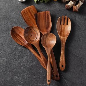 Offre Spéciale : Ustensiles de cuisine polyvalents en bois de teck écologique, faciles à nettoyer, de qualité alimentaire, compatibles lave-vaisselle, avec pinces pour la cuisson - Product Image 4