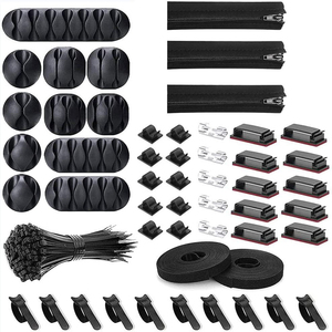 Kit de gestion de câbles auto-enroulant 151 pièces, gaine de protection pour fils, support de câbles pour la maison et le bureau - Product Image 1