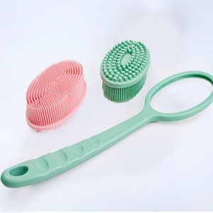 Vente en gros d'épurateur de bain exfoliant <span class=keywords><strong>Massage</strong></span> de la peau tampon corporel sec épurateur corporel en silicone de qualité supérieure avec poignée pour douche - Product Image 3