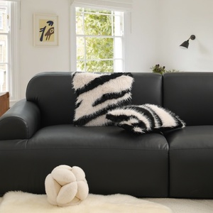 Home Decor Zebra Stripes <strong>Fluffy</strong> <strong>Pillow</strong> Covers Black and <strong>White</strong> Stripes Plush Cushion Cover Autumn Winter Jacquard <strong>Pillow</strong> for Sofa - Product Image 3
