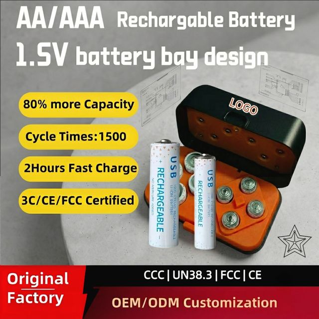 AA/AAA 1.5V USB-C Rechargeable Battery for Lock Mouse Mic