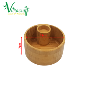 Cuenco de bambú Natural hecho a mano, productos ecológicos, con compartimento para especias, seguro al usar, tamaño D18H7, 100% - Product Image 2
