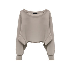 Sweatshirts à manches longues pour femmes Sports O Neck Crop Top Cropped Pullover Hoodies Sweater Outfits - Product Image 4