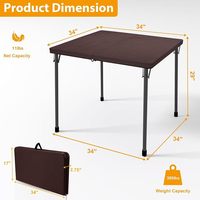 Table à cartes pliante Kasunpul de 34 pouces, table pliante carrée portable avec pieds pliables et poignée de transport, tables en plastique pour