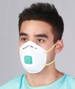 <span class=keywords><strong>Masque</strong></span> jetable <span class=keywords><strong>FFP2</strong></span> <span class=keywords><strong>avec</strong></span> valve, coussinet nasal en mousse et sangles de tête, 5 couches, noir, pour une protection fiable contre la poussière et les particules - Product Image 2