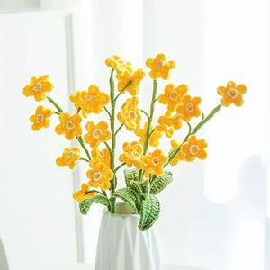 Ramo <span class=keywords><strong>de</strong></span> Flores <span class=keywords><strong>de</strong></span> No Me Olvides Tejido a Mano, Tejido <span class=keywords><strong>de</strong></span> Lana, Simulado, Hecho a Mano, Decoración del Hogar, Regalo, Flor <span class=keywords><strong>de</strong></span> Mano - Product Image 5