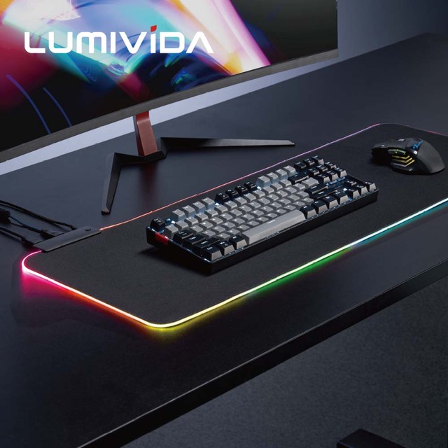 800x300mm RGB Lighting Gaming Mouse Pad USB Hub Extra Large Water Resistant Mouse Mat MousePad Anti Slip Base for Game Set up