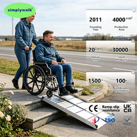 Rampe pliante Simplywalk en aluminium renforcé, 300 kg, 120 cm, style valise, pour accès logistique au quai, personnes âgées, homologuée FDA, en gros