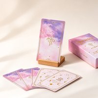 2027 Jeu de cartes d'affirmation personnalisées avec impression couleur intégrale, illustrations personnalisées et logo en feuille d'or, pelliculage mat pour la méditation