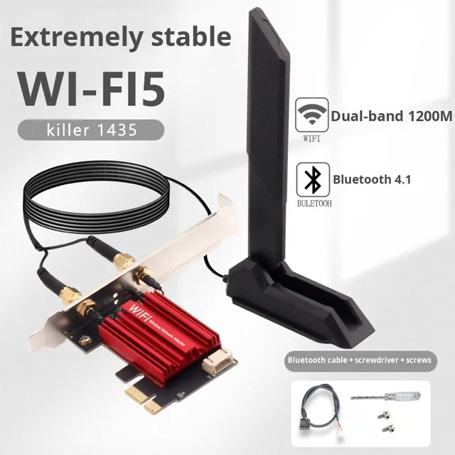 Dual-Band AC1200 DW1820 High-Speed Desktop PCIE Wireless Network Card with Gigabit Wi-Fi Receiver Built for Laptops in Stock