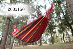 <span class=keywords><strong>Hamaca</strong></span> portátil de lona para acampar al aire libre, <span class=keywords><strong>hamaca</strong></span> de algodón de color arcoíris de tamaño individual para una sola persona - Product Image 2