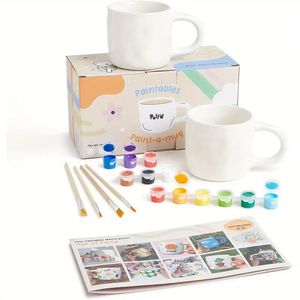 Ensemble de peinture pour tasse en céramique blanche pour peinture de bricolage, <span class=keywords><strong>kit</strong></span> complet de peinture en céramique avec fournitures d'art - Product Image 3