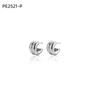 Amy Amy <b>Huggie</b> Earrings <b>Silver</b> Plated Geometric Fashion Women's Jewelry Gift PE2521 - Product Image 1