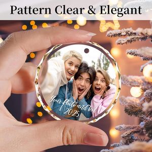 Premium Quality K9 Crystal Round Christmas Decoration Custom UV Printed Glass Angel <b>Ornaments</b> Carved Hanging Decorative - Product Image 3