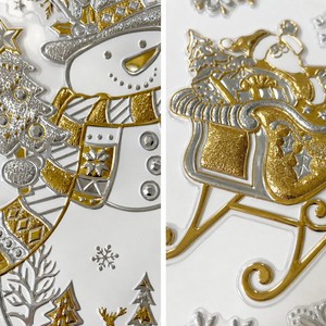 <span class=keywords><strong>Adesivo</strong></span> Murale Natalizio 3D in Rilievo, Fiocchi di Neve e Alberi Argento e Oro, Decorazione Adesiva <span class=keywords><strong>per</strong></span> Finestre Festive - Product Image 3