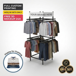 Présentoir métallique sur pied personnalisé pour vêtements, idéal pour t-shirts, robes, tapis – Étagères de présentation pour magasins de détail et supermarchés – OEM - Product Image 1