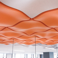 Panneaux acoustiques modernes pour plafond, absorbants le son, verts, 60x60cm, ignifuges en feutre PET, installation suspendue