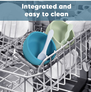 Vaisselle et ustensiles en silicone personnalisés en usine pour bébé Produits pour bébé par aspiration Bol Assiette à bec Gobelet Ensemble d'alimentation en silicone pour bébé - Product Image 4