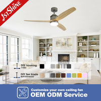 1 ventilateur de plafond brillant 52 pouces circuit dc silencieux économie d'énergie économie d'espace ventilateur de plafond led
