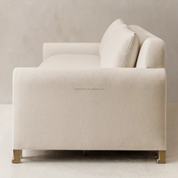 Modernes Massivholz Dreisitzer-Sofa-Set Schaumstoffgefüllte Rückenkissen Modulares Design für Wohnzimmer Hotel Lounge