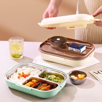 Boîte à lunch compartimentée, étanche, isotherme, empilable, pour la conservation de la chaleur, conteneur alimentaire portable pour le bureau et l'école