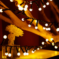 Guirnalda de Luces Decorativas con Forma de Globo, 8 Modos, Enchufe Estadounidense, Alimentación Solar, Luces Centelleantes para Bodas y Fiestas