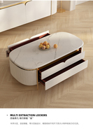 Meuble TV de luxe moderne nordique Combo marbre et bois massif Design simple pour la maison salon Table à thé avec lumière
