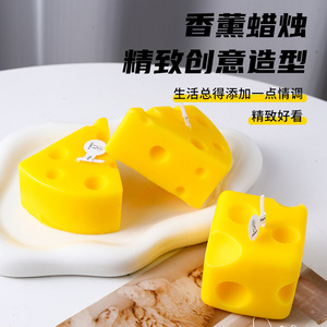 Velas Aromáticas con Forma de Queso, Hechas a Mano con Cera de Soya, Regalo de Cumpleaños, Decoración Creativa y Realista - Product Image 3