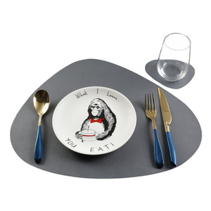 PU eco-friendly waterproof placemats, irregularly shaped <b>table</b> <b>mats</b>, creative Western-style restaurant <b>mats</b>, European-style - Product Image 4