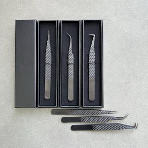 Pinset ekstensi bulu mata logo mega volume dengan pegangan serat pinset ujung serat 45 90 derajat bentuk l - Product Image 5