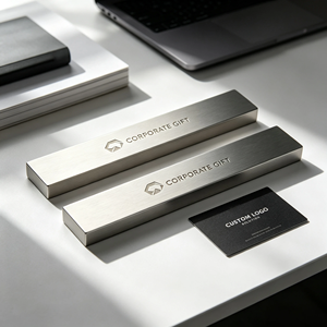 Juego de pisapapeles de metal de latón y acero inoxidable, grabado en una sola cara con paisaje y caligrafía, logotipo personalizado, regalo de papelería de oficina - Product Image 3