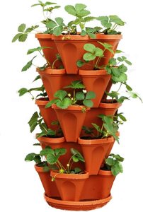 Jardinière de fraises empilable Pot de fleurs en plastique Plantes Tour de jardin à 5 niveaux Vertical - Product Image 2