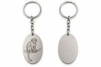 Porte-clés personnalisé en métal plaqué avec étiquette ovale illustrée d'animaux, logo sur mesure, vente en gros, cadeau souvenir, fabricant OEM ODM en gros