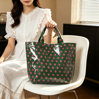 Sac fourre-tout d'été vintage à pois en vinyle PVC transparent imperméable, grande capacité, durable, pour la plage, les voyages, la piscine, le shopping et les courses