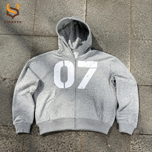 Ensemble de survêtement rose personnalisé de haute qualité avec sweat à capuche zippé imprimé et pantalon de jogging ample évasé pour homme - Product Image 4