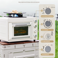 Réchaud à Gaz Portable 2-en-1 Multifonctionnel Étanche Grande Capacité, Four et Barbecue d'Extérieur pour Pique-nique, Randonnée et Camping