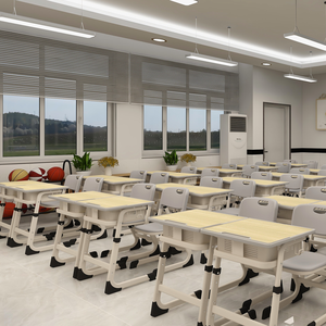 Muebles Escolares Ajustables en Altura, Escritorio y Silla de Estudio para Aula, Conjuntos Escolares de Madera para Estudiantes - Product Image 1