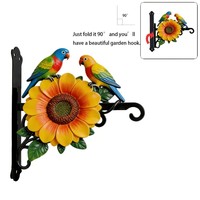 Crochet mural en fer forgé coloré métallique pour cour, support suspendu pour plantes, crochet pour pot de fleurs, mangeoire à oiseaux en fer forgé