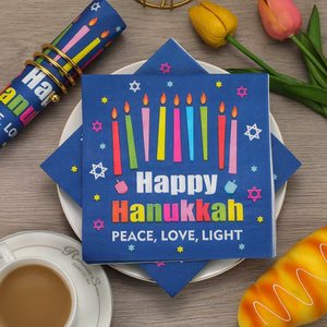Happy Hanukkah Printed <b>Paper</b> Napkins 33x33cm Disposable Party Tableware Themed Celebration Decorations - Product Image 2