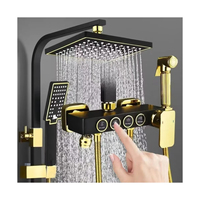 Kit de douche de pluie rectangulaire plaqué chrome poli pour salle de bain, avec robinet de baignoire, fonction pause, jets doux et massage, idéal pour hôtel