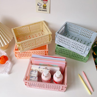 Panier de Rangement Pliant Mini en Gros, Vente Directe Usine, Panier de Bureau en Plastique Pastel, Organisateur Pliable pour Papeterie