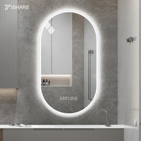 Miroirs de salle de bain LED intelligents modernes, décoration simple pour hôtel et maison, miroir de maquillage éclairé à suspendre au mur, interrupteur tactile irrégulier