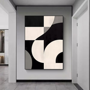 Azulejos personalizados para decoración del hogar, pinturas abstractas en blanco y negro de <span class=keywords><strong>Pizza</strong></span>, impresiones impresas, pinturas de arte de pared moderno sobre lienzo - Product Image 1