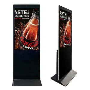 LCD Layar Iklan Vertikal Digital Papan Nama Layar Sentuh WiFi USB LAN 55 Inci Kios Iklan Dalam Ruangan dengan Foto Kamera