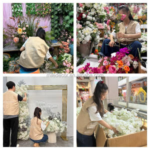 Top qualité mariage Isle ivoire toile de fond arc fleurs rangée soie Rose blanc <span class=keywords><strong>Table</strong></span> fleur coureur pour allée décoration - Product Image 4