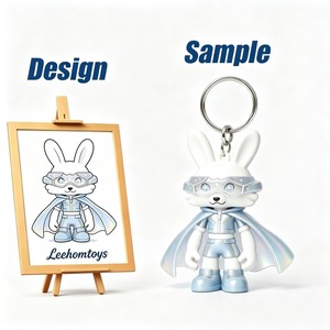 Llavero Coleccionable Personalizado de Resina PVC 3D Ecológico, Colgante de Mascota Conejo Superhéroe Kawaii, Personaje de Dibujos Animados de Vinilo OEM - Product Image 1
