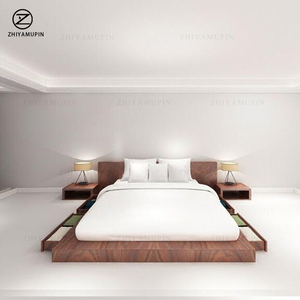 <span class=keywords><strong>Letto</strong></span> matrimoniale moderno in noce nero nordamericano, <span class=keywords><strong>design</strong></span> originale in stile sud-est asiatico, semplice stile giapponese, personalizzabile - Product Image 1