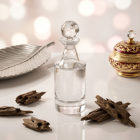Bouteille de présentation en verre transparent de 250 ml, polie à la main, avec bouchon en liège, pour huile d'Attar Oud, style arabe