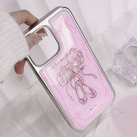 Coque de téléphone en résine époxy Ins pour Iphone16 16pro/promax 15 15promax/14promax/14pro 14/13 13pro 12 11 coque à bords argentés galvanisés